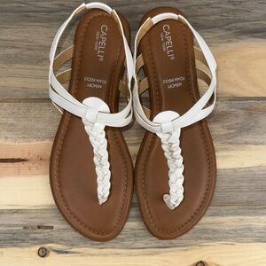 Capelli New York White Sandal Women's Braided Thong Style Ankle Strap Size 8